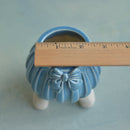 Sky Blue Handmade Ceramic Succulent Pot with Bow Approximately 2"