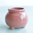 Pink/Red Glazed Handmade Ceramic Small Succulent Pot Approximately 2"