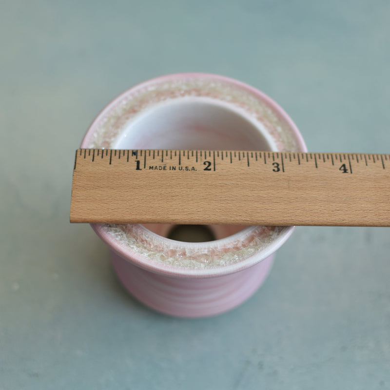 Pink Ceramic Succulent Pot With Crystal Glass Rim Approximately 3"-4"