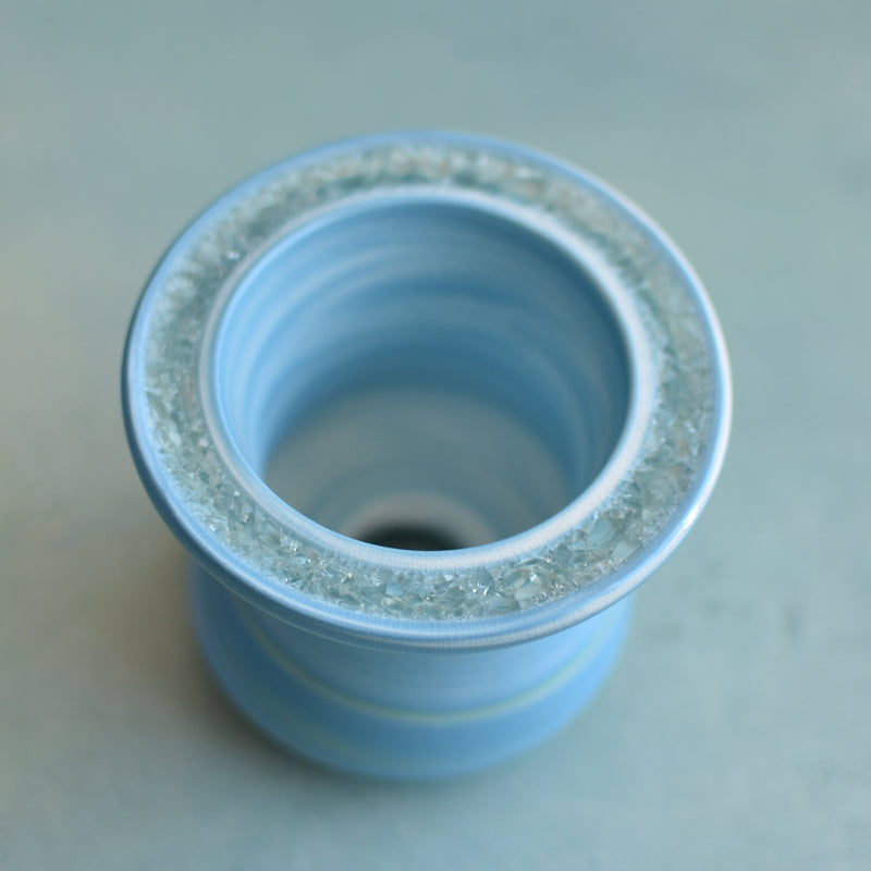 Blue Ceramic Succulent Pot With Crystal Glass Rim Approximately 3"-4"