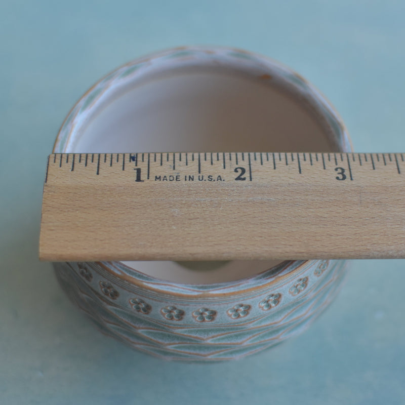 Light Green and Orange Handmade Ceramic Succulent Pot with Wave Design Approximately 3" (Toun Kiln Studio)