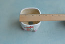 Square Handmade Ceramic Succulent Pot with Red Flowers Approximately 3"
