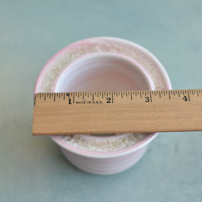 Pink Ceramic Succulent Pot With Crystal Glass Rim Approximately 3"-4"