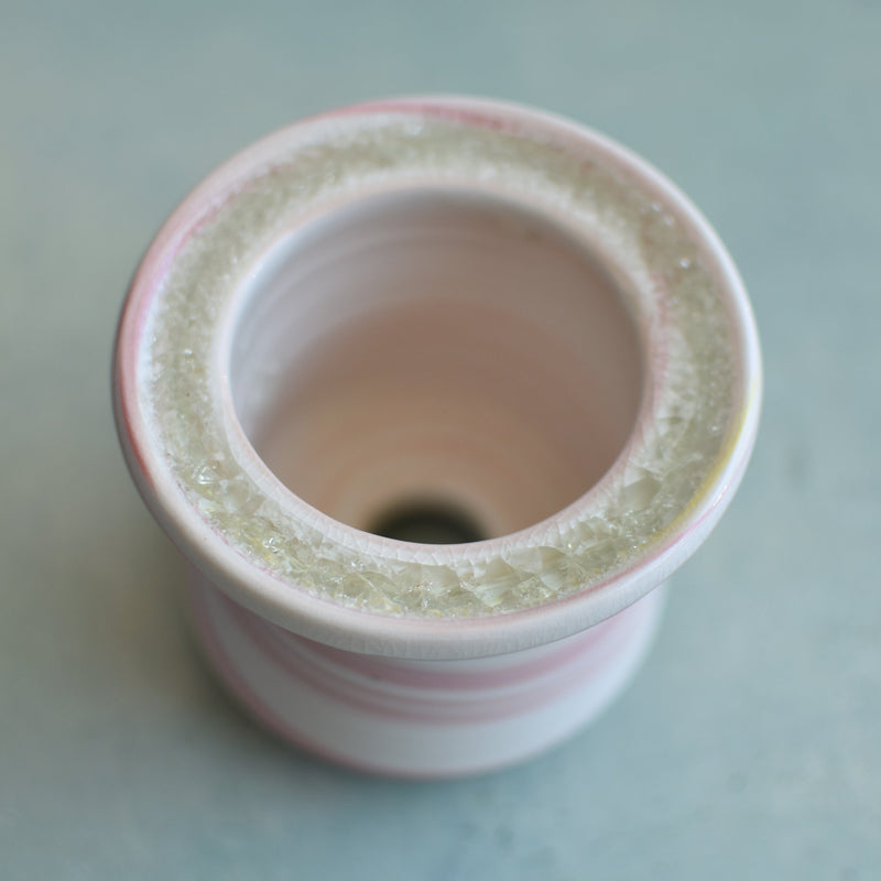 Pink Ceramic Succulent Pot With Crystal Glass Rim Approximately 3"-4"