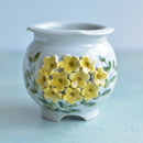 Handmade Ceramic Succulent Pot with Yellow Flowers Approximately 3.5"