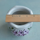 Handmade Ceramic Succulent Pot with Purple Flowers Approximately 3.5"