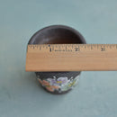 Small Black Handmade Ceramic Succulent Pot with Flowers Approximately 2"