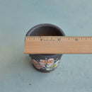 Small Black Handmade Ceramic Succulent Pot with Flowers Approximately 2"