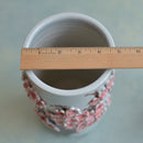 Tall Handmade Ceramic Succulent Pot with Red Flower Bonsai Tree Approximately 4.5" Wide x 8.5" Tall