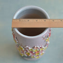 Tall Pink Handmade Ceramic Succulent Pot with Orange and Yellow Flower Bonsai Tree Approximately 4.5" Wide x 8.5" Tall