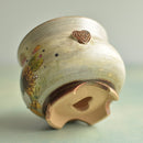 Hand Painted Ceramic Succulent Pot- Duck Design and Inlaid Faux Diamonds Approximately 3"-4” (Hongci Studio Korea)