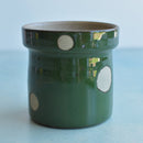 Green Polka-Dot Handmade Ceramic Succulent Pot Approximately 3.5" (ChangP Studio)