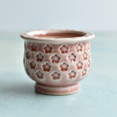 Red Handmade Stamped Ceramic Succulent Pot Approximately 2"-3"