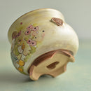 Hand Painted Ceramic Succulent Pot- Duck Design and Inlaid Faux Diamonds Approximately 3"-4” (Hongci Studio Korea)