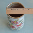 Tall Handmade Ceramic Succulent Pot with Red Flower Branch Approximately 3.5" Wide x 7" Tall