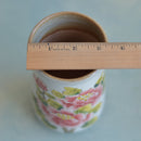 Tall Handmade Ceramic Succulent Pot with Red Flower Branch Approximately 3.5" Wide x 7" Tall