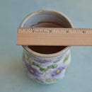 Handmade Ceramic Succulent Pot with Purple Flowers Approximately 3.5"