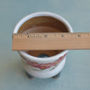 Handmade White Ceramic Succulent Pot with Red Flowers Approximately 3.5"