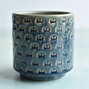 Blue Handmade Stamped Ceramic Succulent Pot Approximately 3"-4"