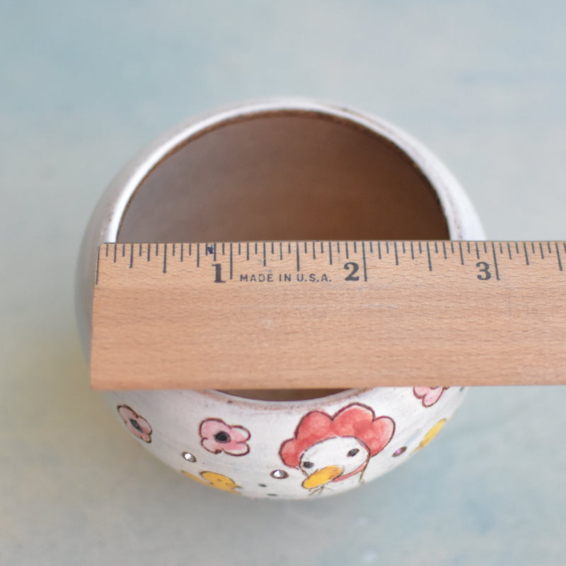 Hand Painted Ceramic Succulent Pot- Duck in Bath Design and Inlaid Faux Diamonds Approximately 2"-3" (Hongci Studio Korea)