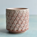 Red Handmade Stamped Ceramic Succulent Pot Approximately 3"-4"