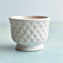 White Handmade Stamped Ceramic Succulent Pot Approximately 3"