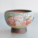 Hand Painted Ceramic Succulent Pot- Animal and Strawberry Design and Inlaid Faux Diamonds Approximately 2"-3" (Hongci Studio Korea)