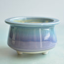 Purple and Blue Crackle Glazed Ceramic Succulent Pot Approximately 4"