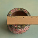 Hand Painted Ceramic Succulent Pot- Pink Flower Design and Inlaid Faux Diamonds Approximately 2"-3” (Hongci Studio Korea)