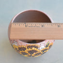 Hand Painted Ceramic Succulent Pot- Cat and Rabbit Sunflower Design and Inlaid Faux Diamonds Approximately 2"-3" (Hongci Studio Korea)