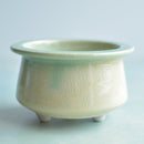 Yellow and Green Crackle Glazed Ceramic Succulent Pot Approximately 4"