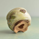 Hand Painted Ceramic Succulent Pot- White Flower Design and Inlaid Faux Diamonds Approximately 2"-3” (Hongci Studio Korea)