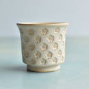 White Handmade Stamped Ceramic Succulent Pot Approximately 2"-3"