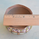 Hand Painted Ceramic Succulent Pot- Window Flower Design and Inlaid Faux Diamonds Approximately 2"-3" (Hongci Studio Korea)