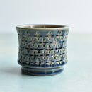 Blue Handmade Stamped Ceramic Succulent Pot Approximately 2"-3"