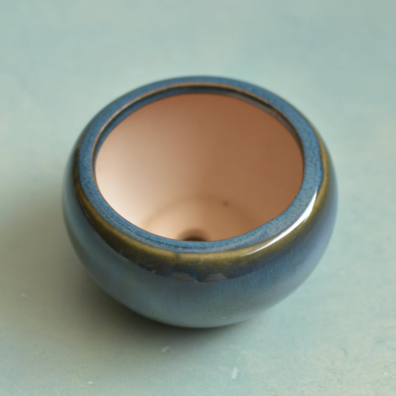 Dark Blue Ceramic Succulent Pot Approximately 3"