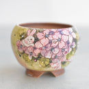 Hand Painted Ceramic Succulent Pot- Bunny Hiding in Flowers Design and Inlaid Faux Diamonds Approximately 2"-3" (Hongci Studio Korea)