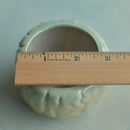 Yellow and Green Crackle Glazed Ceramic Succulent Pot with Grooves Approximately 2.5"