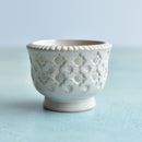 White Handmade Stamped Ceramic Succulent Pot Approximately 2"-3"