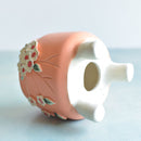 Matte Orange Handmade Ceramic Succulent Pot with Flowers Approximately 3”