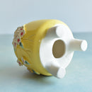 Yellow Handmade Ceramic Succulent Pot with Flowers Approximately 3”