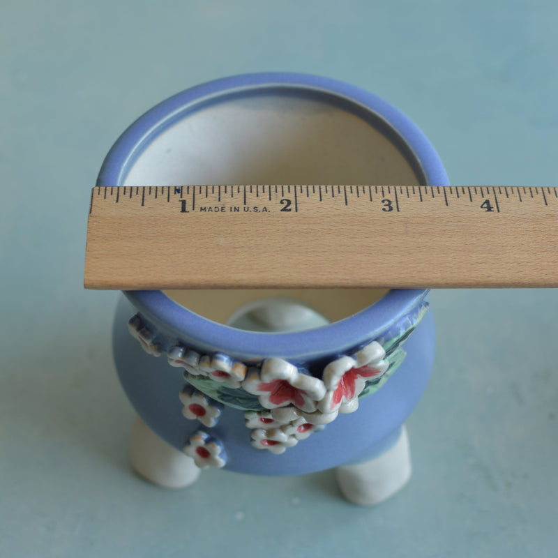 Light Purple Handmade Ceramic Succulent Pot with Flowers Approximately 3.5”