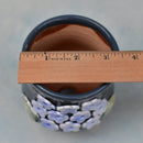 Blue Ceramic Succulent Pot with Blue Flowers Approximately 2"