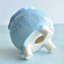 Sky Blue Handmade Ceramic Succulent Pot with Stamped Flowers Approximately 4”