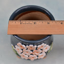 Blue Ceramic Succulent Pot with Orange Flowers Approximately 2"