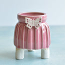Pink Handmade Ceramic Succulent Pot with Butterfly Approximately 3”