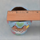 Hand Painted Blue Ceramic Succulent Pot with Silly Dog Approximately 2"