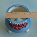 Sky Blue Handmade Ceramic Succulent Pot with Red FlowersApproximately 4”