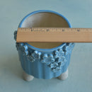 Sky Blue Handmade Ceramic Succulent Pot with Flowers Approximately 3.5” (Discounted Imperfection/Small Crack *See Photo*)