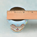 Hand Painted Blue Ceramic Succulent Pot with Excited Dog Approximately 2"
